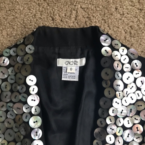 Cache Black Abalone Shell Button Collar Blazer - Picture 6 of 9